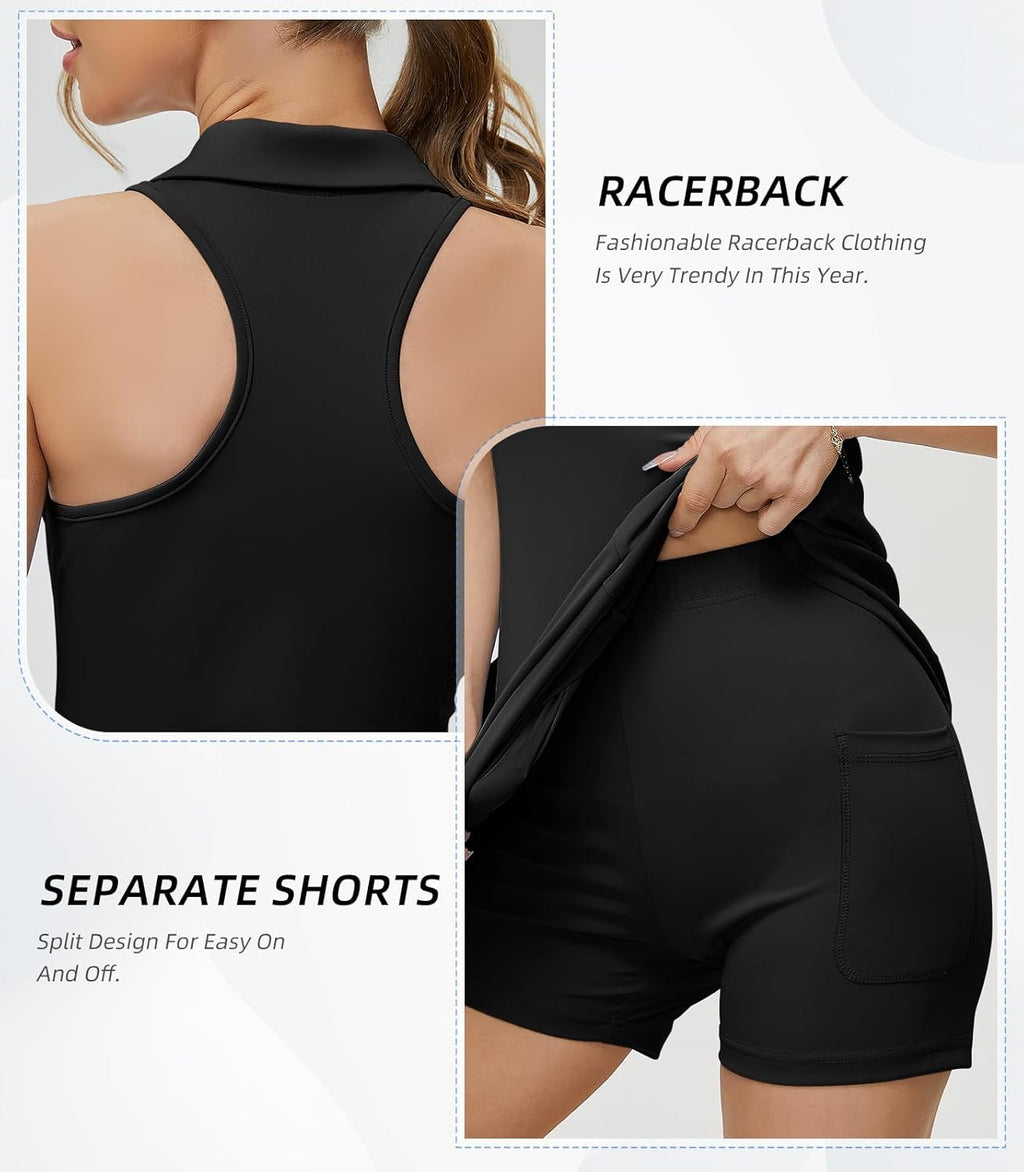 DAH Performance Tennis Dress – Built-In Shorts, UPF50+ SoftStretch™ Fabric | Athletic Golf & Workout Dress with Pockets