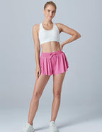 DAH 3-Pack Women’s Flowy 2-in-1 Butterfly Athletic Shorts – High-Waist, Built-In Compression & Quick-Dry