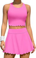 DAH 2-Piece Tennis Outfit – Racerback Crop Top & High-Waisted Pleated Skirt with Built-In Shorts