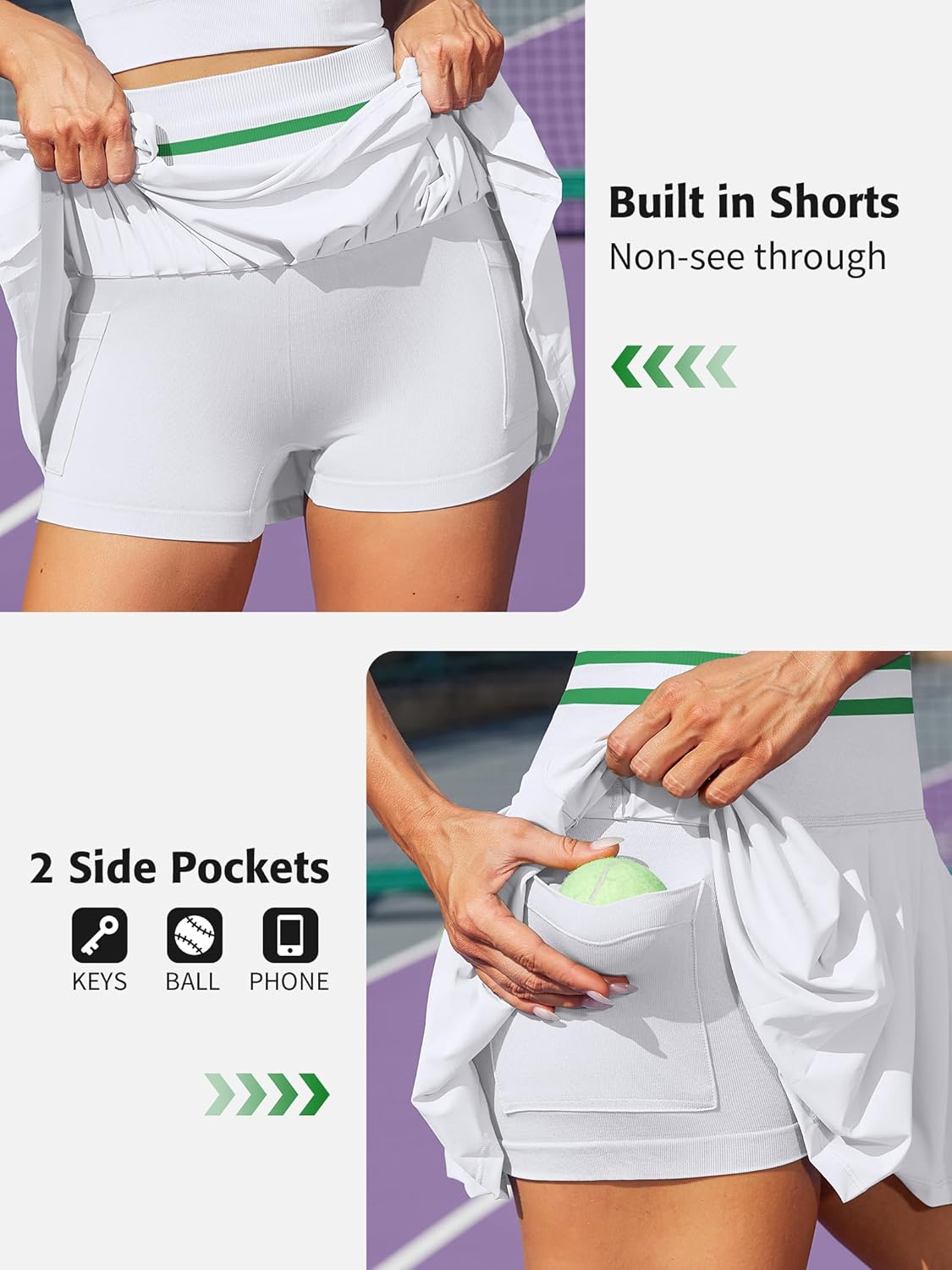 DAH 2-Piece Seamless Tennis Dress Set – High-Waisted Pleated Skirt + Colorblock Crop Top