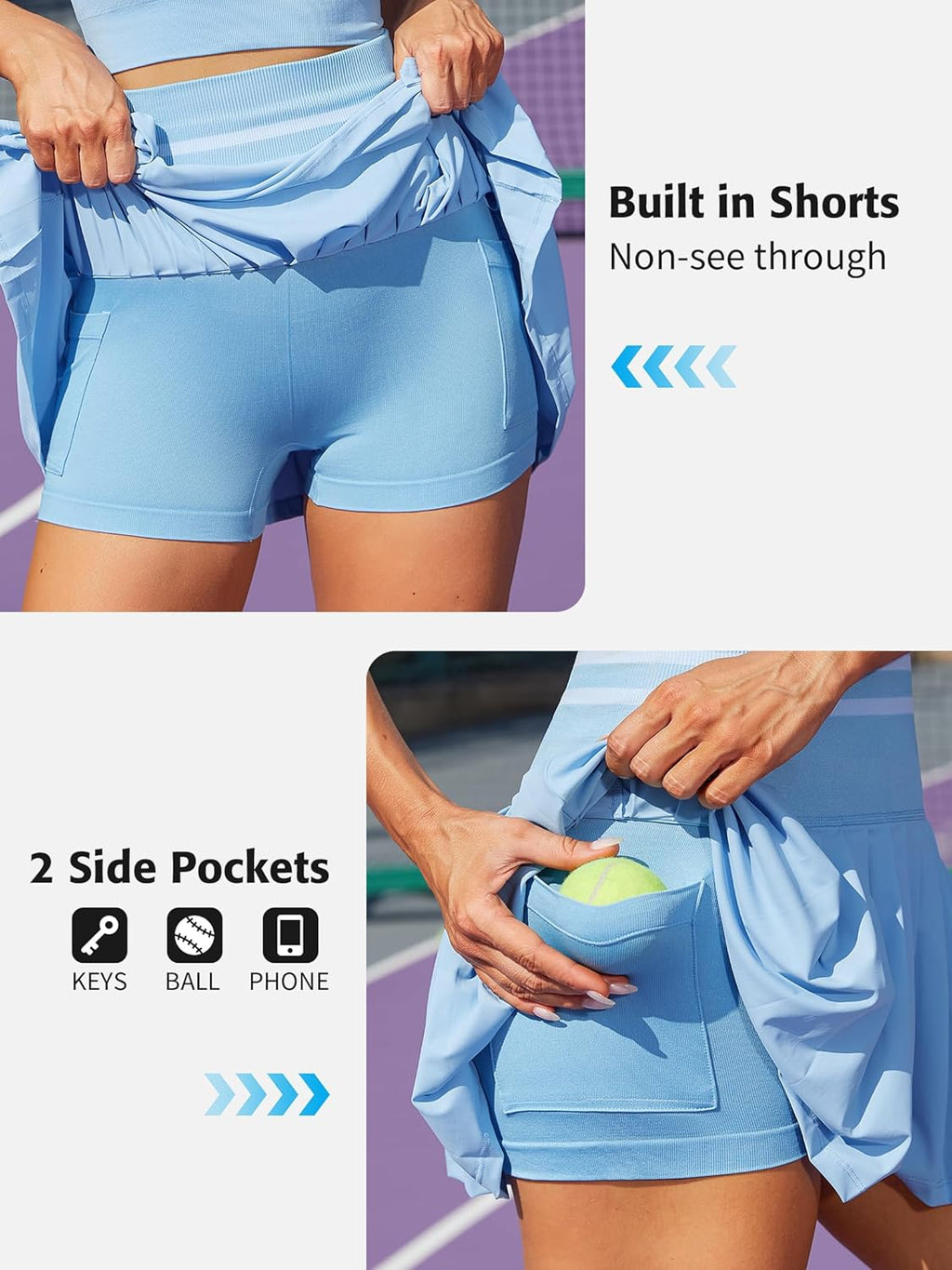 DAH 2-Piece Seamless Tennis Set – Pleated High-Waisted Skirt & Supportive Crop Top