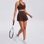 DAH Women’s Yoga & Tennis Set – Bra, Shorts & Skirt with Pocket