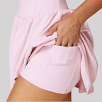 DAH Women’s Tennis Skirt Sports Set – Stand-Up Collar, Anti-Light, High-Performance Activewear