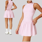 DAH Women’s Tennis Skirt Sports Set – Stand-Up Collar, Anti-Light, High-Performance Activewear