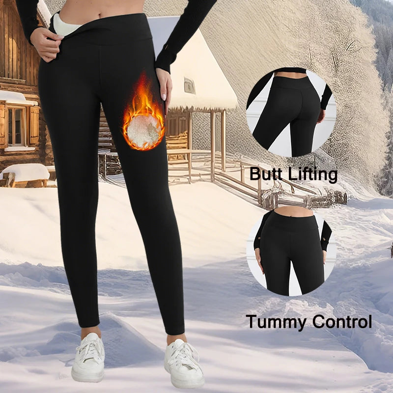DAH Winter Sculpt Fleece Leggings — High-Waist Velvet Thermal Tights for Cold Weather