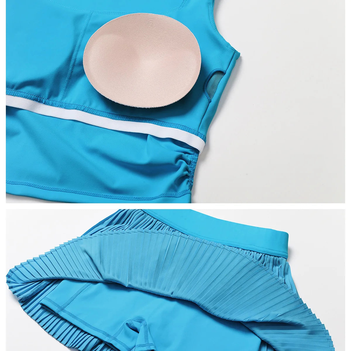 DAH Women’s 1/2/3-Piece Yoga & Tennis Set — Slim Elastic Skirt, Tank Top & Shorts for Outdoor Sports