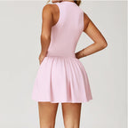 DAH Women’s Tennis Skirt Sports Set – Stand-Up Collar, Anti-Light, High-Performance Activewear