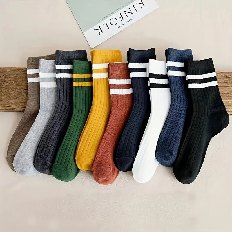 DAH Men’s Vintage Athletic Socks – 5-Pair Autumn/Winter Sport Socks