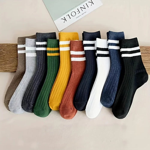 DAH Men’s Vintage Athletic Socks – 5-Pair Autumn/Winter Sport Socks