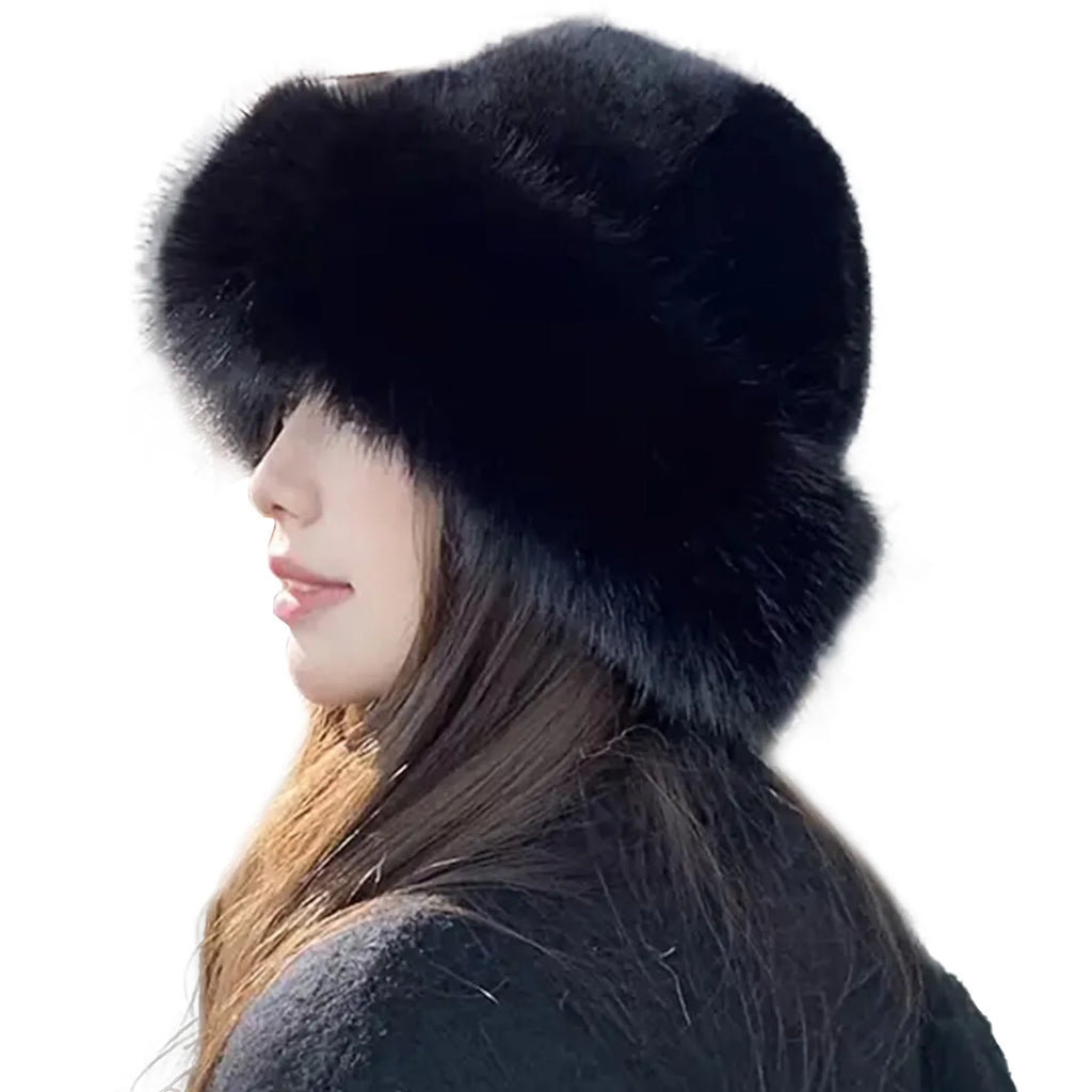 DAH Women’s Plush Fur Beanie – Thick Fluffy Winter Hat for Extreme Cold