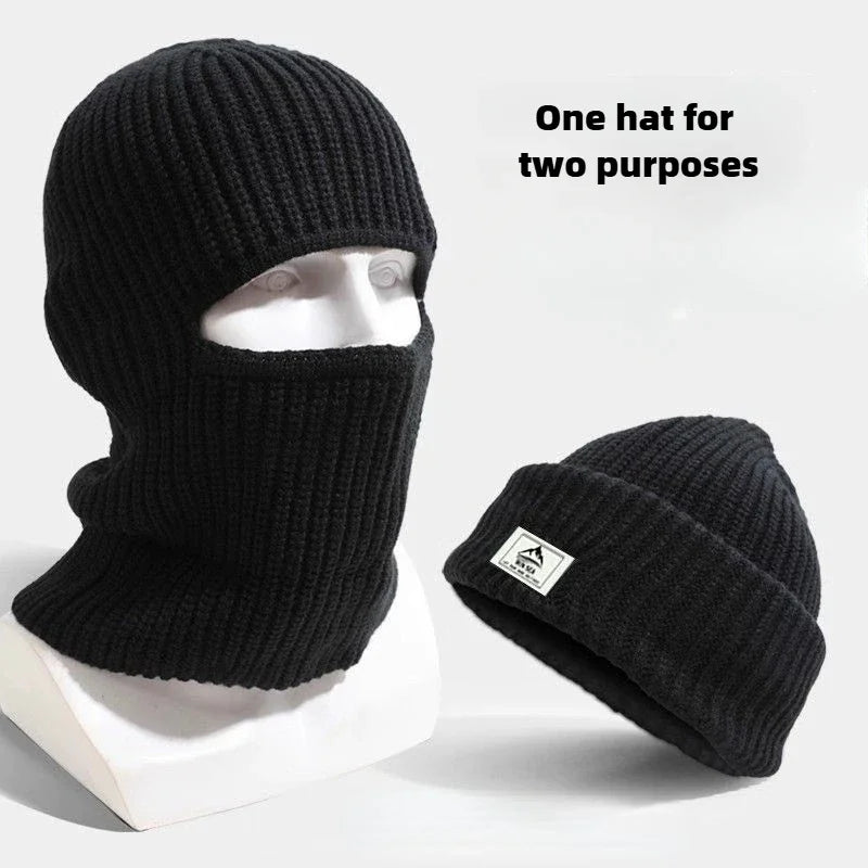 DAH 2-in-1 Winter Balaclava Beanie – Warm Knitted Full-Face Windproof Hat with Built-In Mask (Unisex)