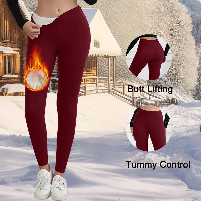 DAH Winter Sculpt Fleece Leggings — High-Waist Velvet Thermal Tights for Cold Weather