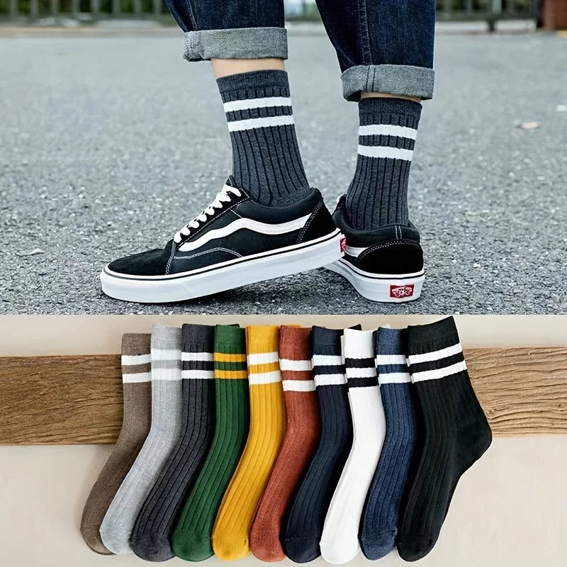 DAH Men’s Vintage Athletic Socks – 5-Pair Autumn/Winter Sport Socks