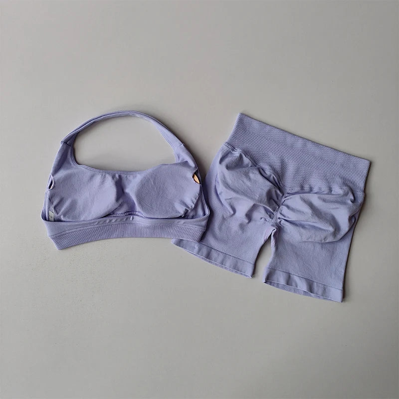 DAH Peach Sculpt Halter Set – Women’s Premium Activewear for Yoga, Pilates & Training