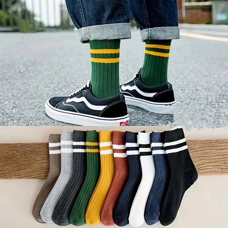 DAH Men’s Vintage Athletic Socks – 5-Pair Autumn/Winter Sport Socks